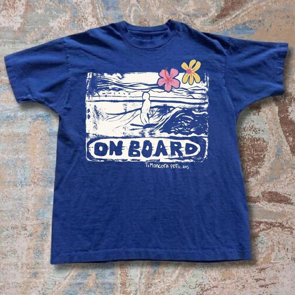 Blue Surf Tee With White Graphic